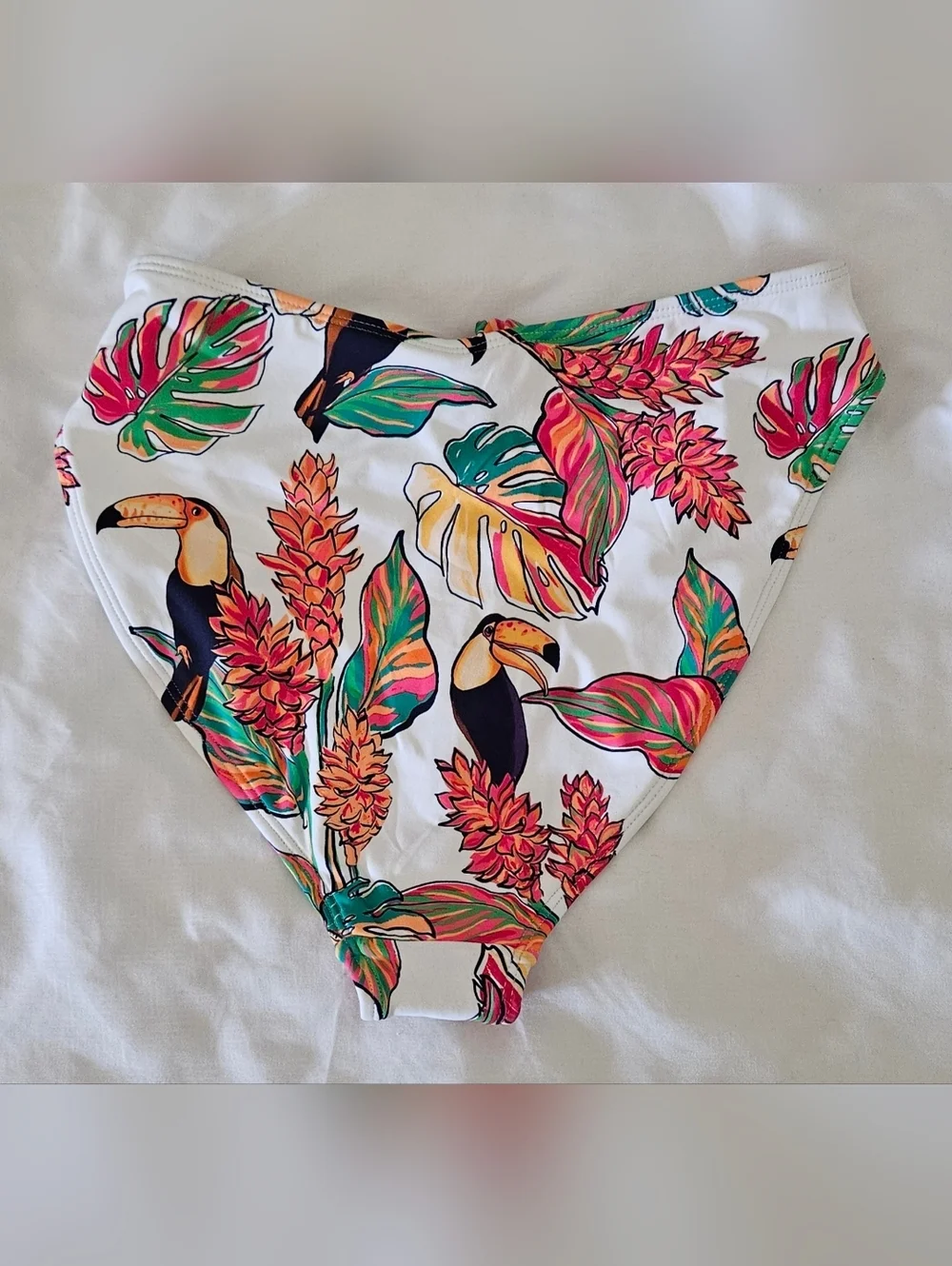 Mynah NWT Bikini Bottom L Tropical Floral Strappy Cheeky Side Cutout Swimwear.